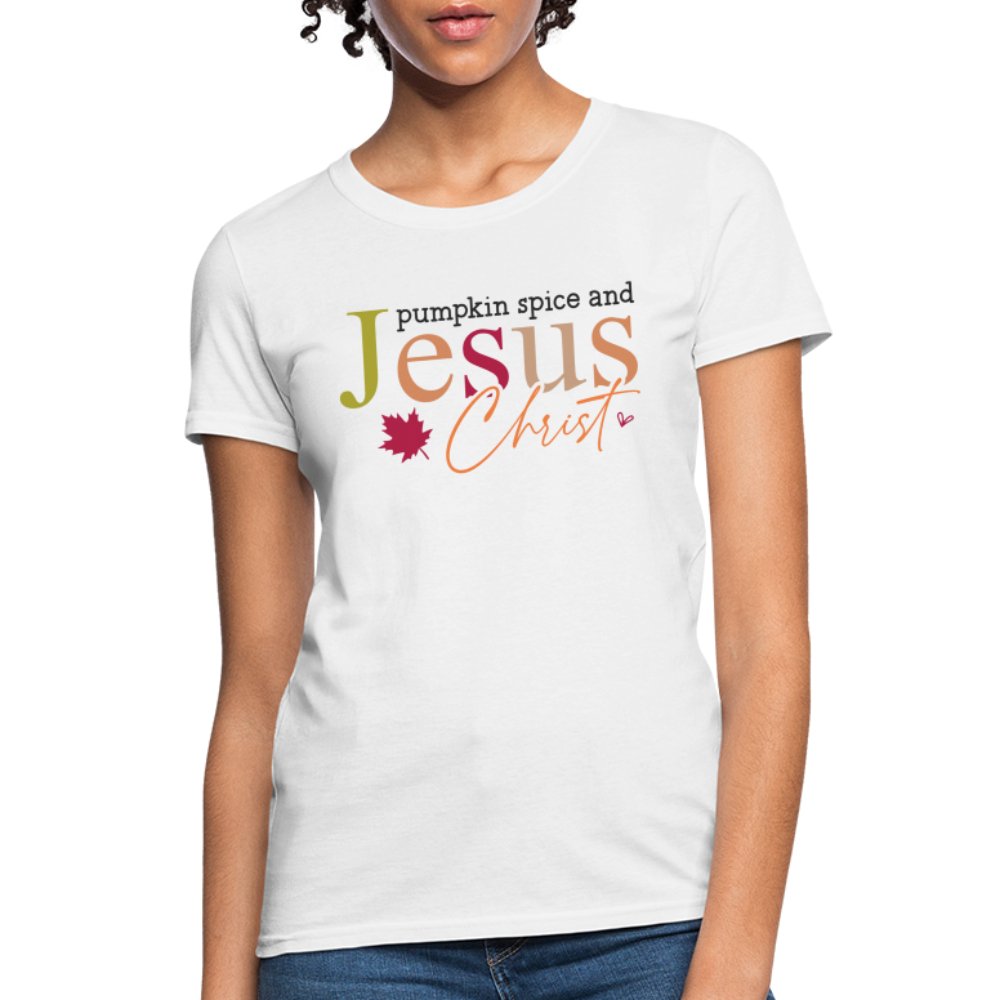 Pumpkin Spice and Jesus Christ Women's Contoured T-Shirt - white