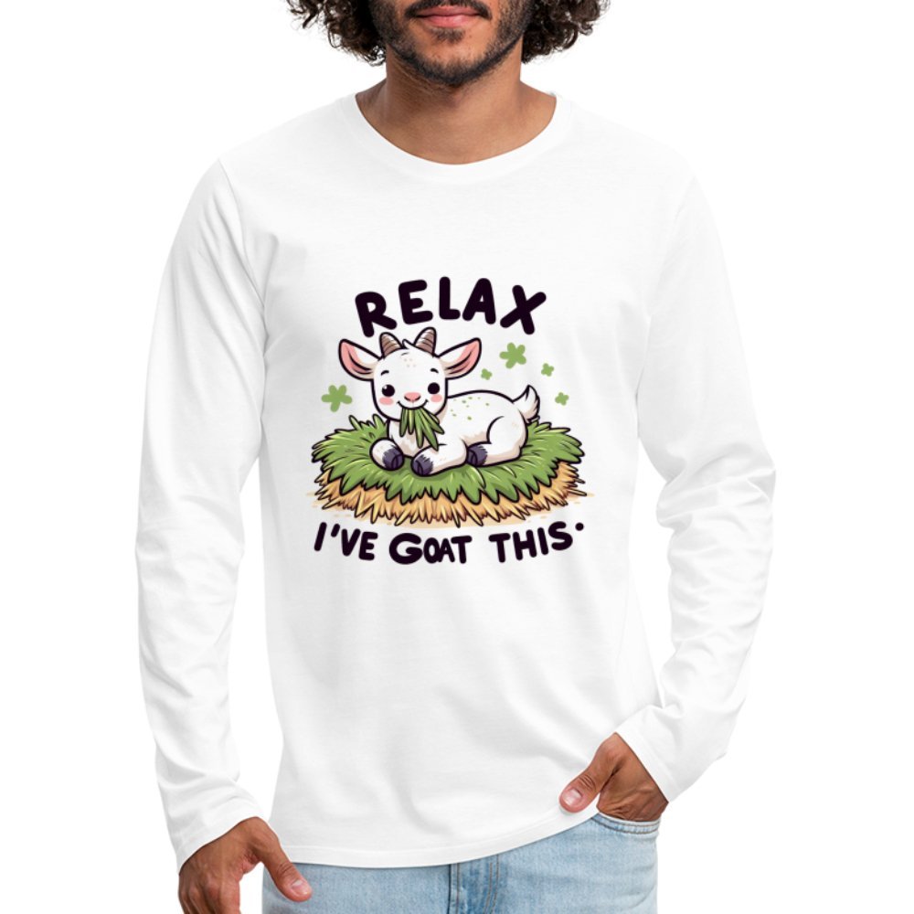 Relax I've Goat This Men's Premium Long Sleeve T-Shirt (Cute Goat) - heather gray