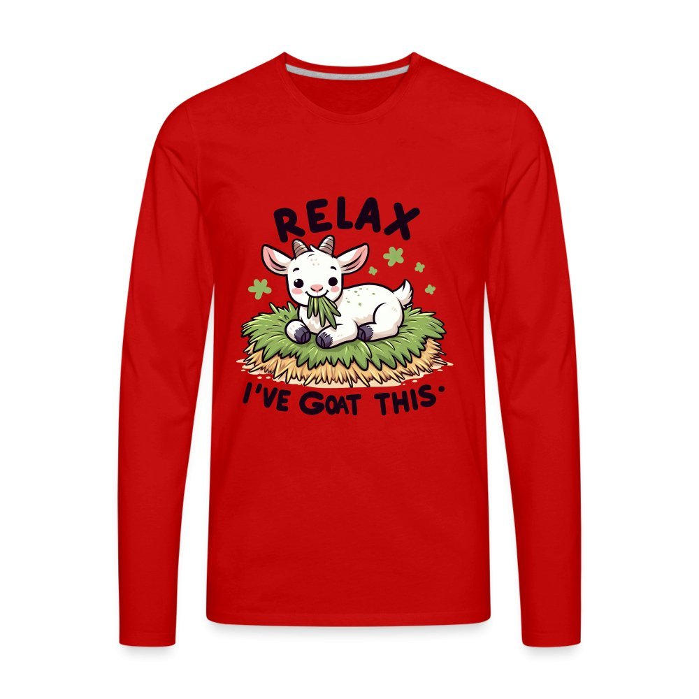 Relax I've Goat This Men's Premium Long Sleeve T-Shirt (Cute Goat) - red