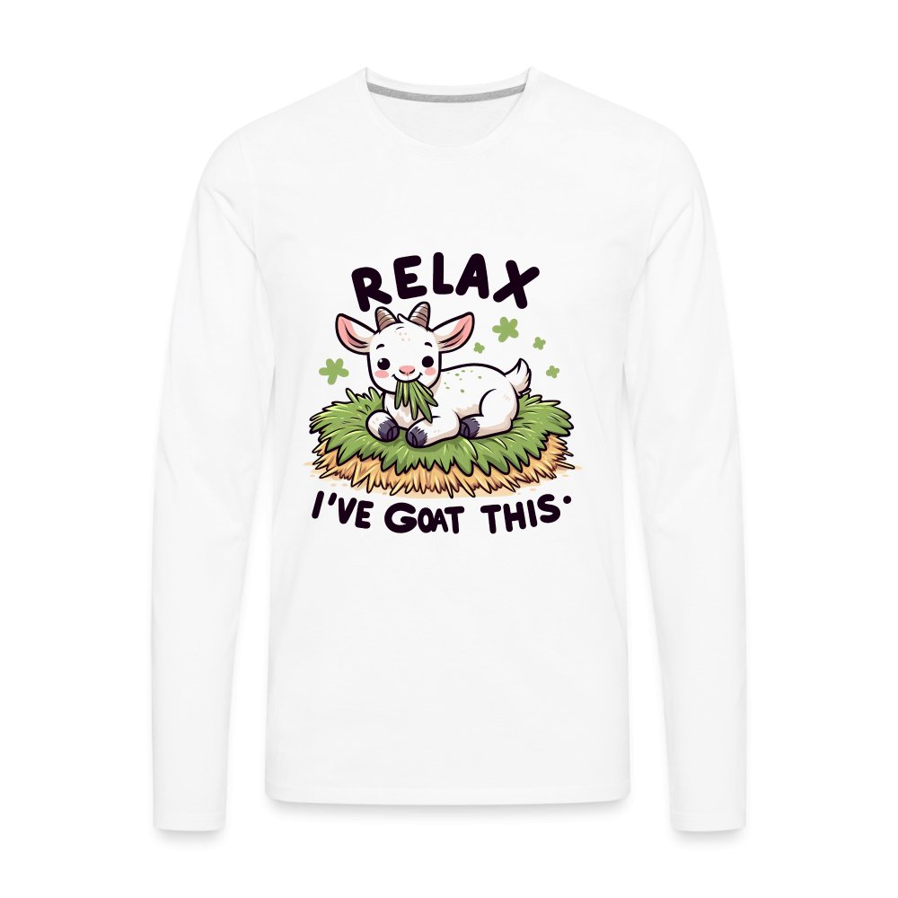 Relax I've Goat This Men's Premium Long Sleeve T-Shirt (Cute Goat) - white