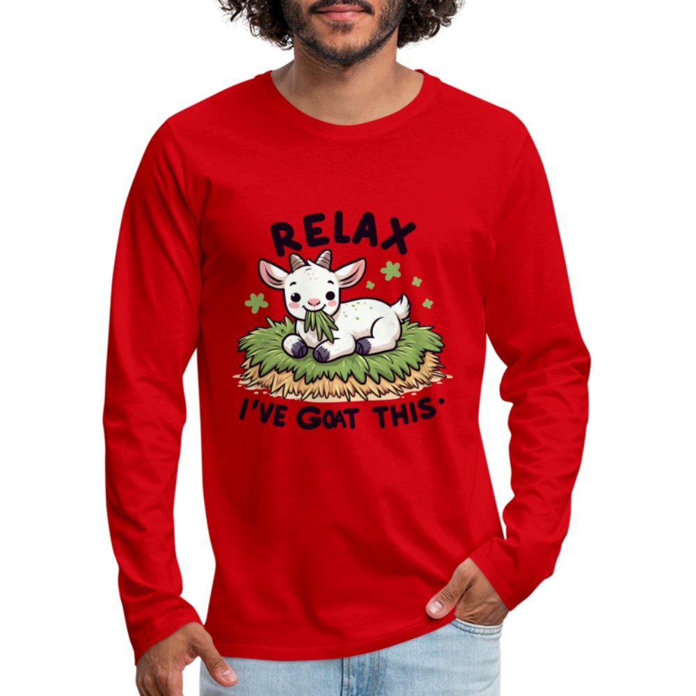 Relax I've Goat This Men's Premium Long Sleeve T-Shirt (Cute Goat) - white