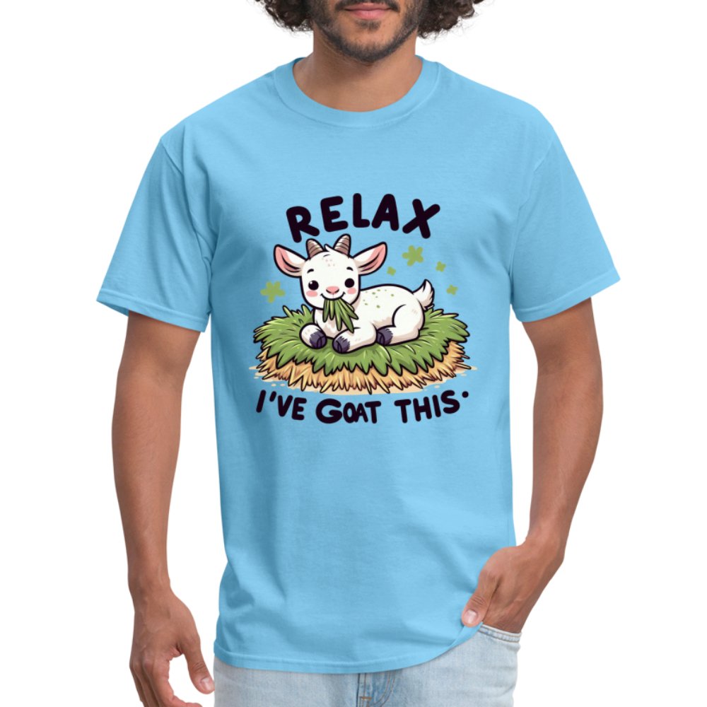 Relax I've Goat This T-Shirt (Cute Goat) - aquatic blue