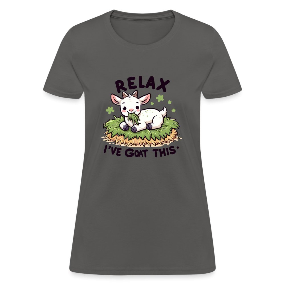 Relax I've Goat This Women's Contoured T-Shirt (Cute Goat) - charcoal