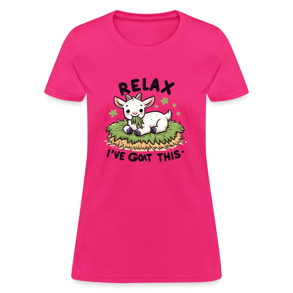 Relax I've Goat This Women's Contoured T-Shirt (Cute Goat) - fuchsia