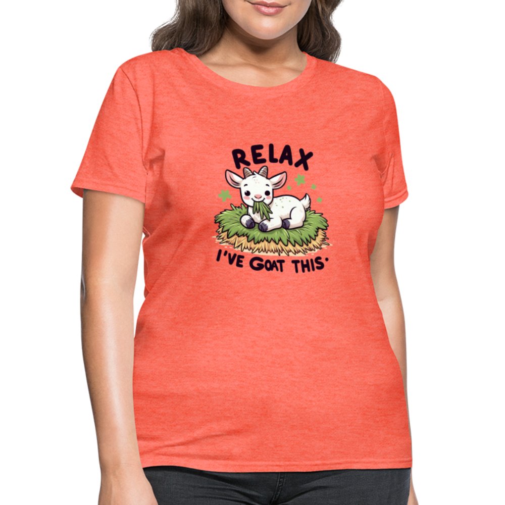 Relax I've Goat This Women's Contoured T-Shirt (Cute Goat) - heather coral