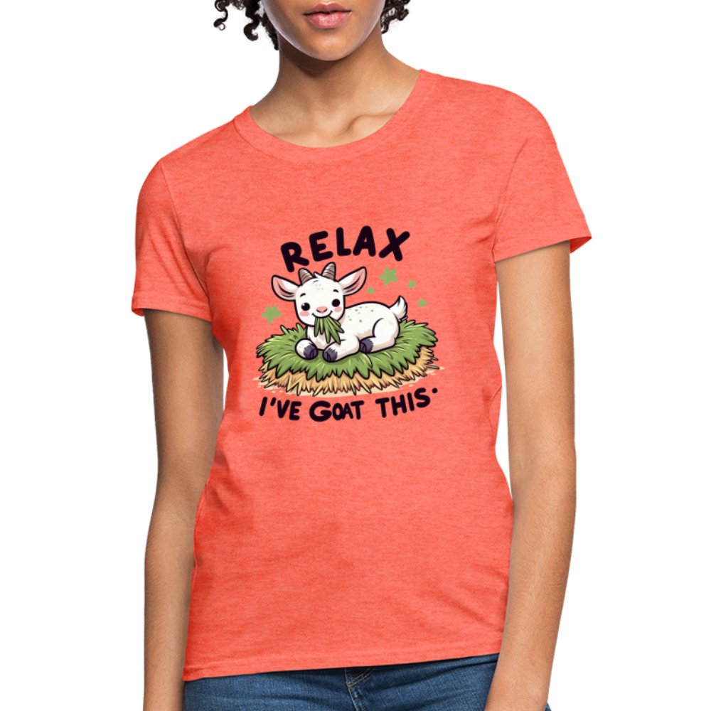 Relax I've Goat This Women's Contoured T-Shirt (Cute Goat) - heather coral