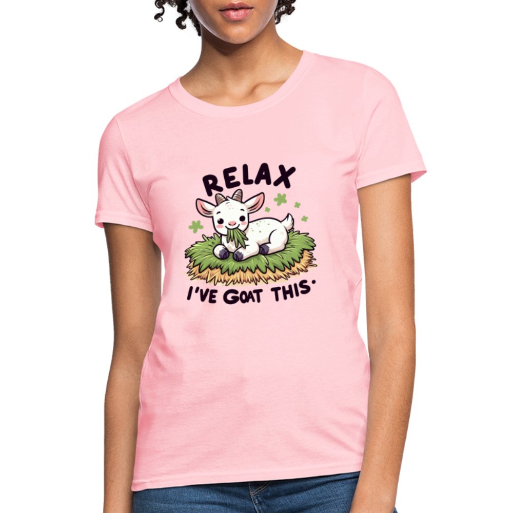 Relax I've Goat This Women's Contoured T-Shirt (Cute Goat) - pink