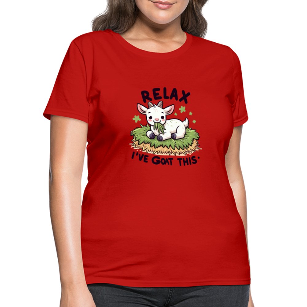 Relax I've Goat This Women's Contoured T-Shirt (Cute Goat) - red