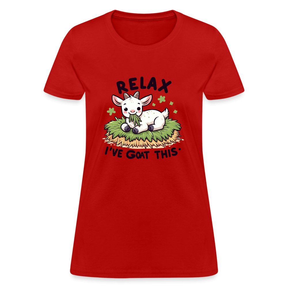 Relax I've Goat This Women's Contoured T-Shirt (Cute Goat) - red