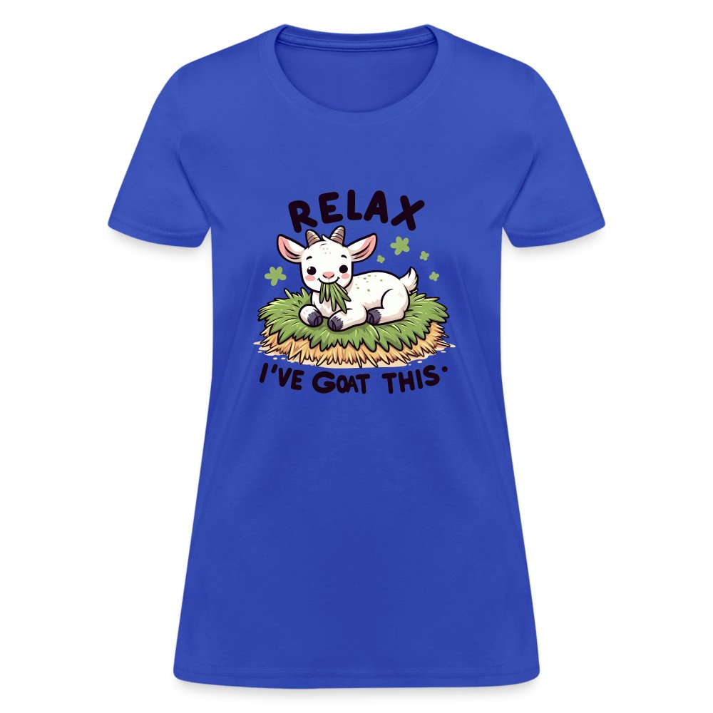 Relax I've Goat This Women's Contoured T-Shirt (Cute Goat) - royal blue