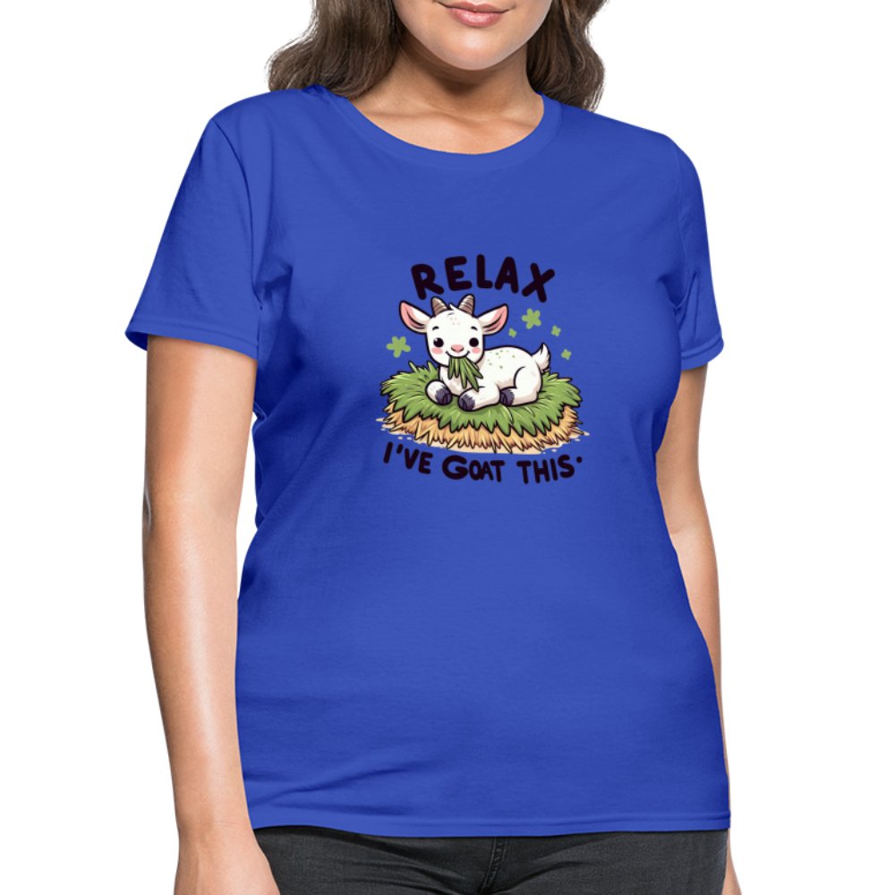 Relax I've Goat This Women's Contoured T-Shirt (Cute Goat) - royal blue