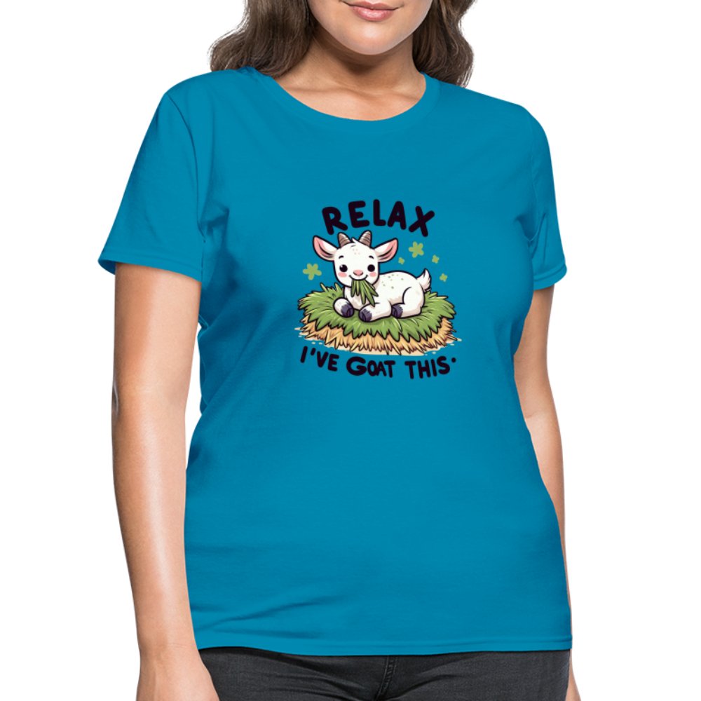 Relax I've Goat This Women's Contoured T-Shirt (Cute Goat) - turquoise