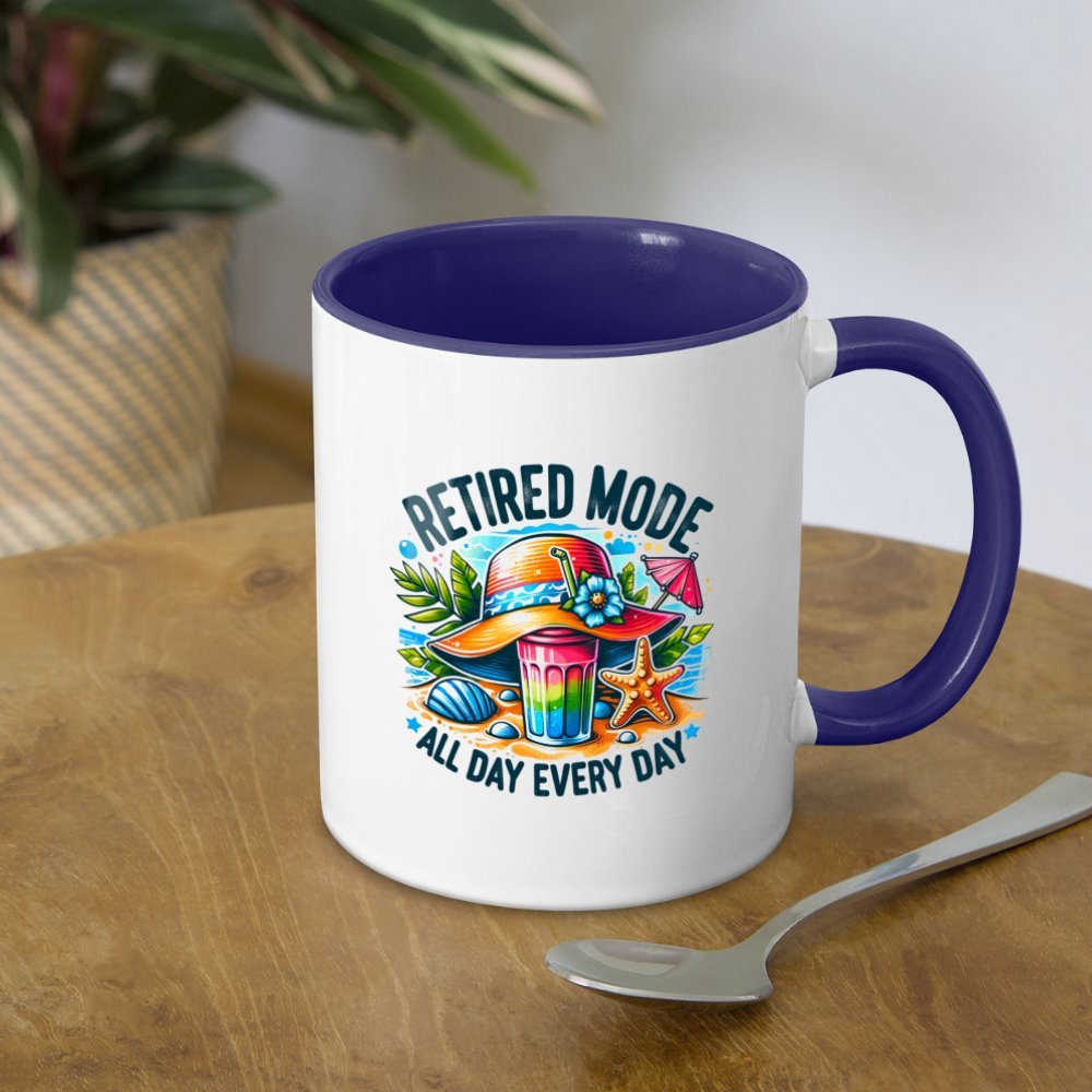 Retired Mode Coffee Mug - white/cobalt blue