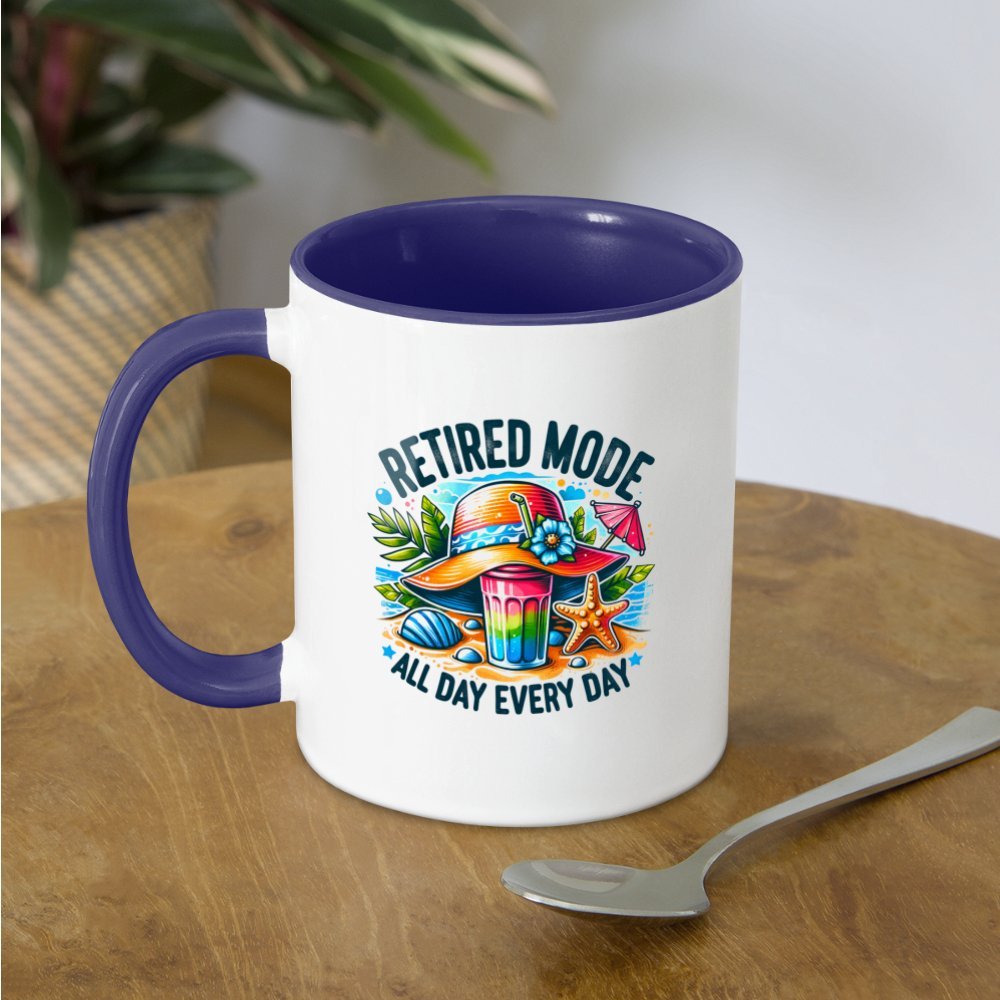 Retired Mode Coffee Mug - white/cobalt blue