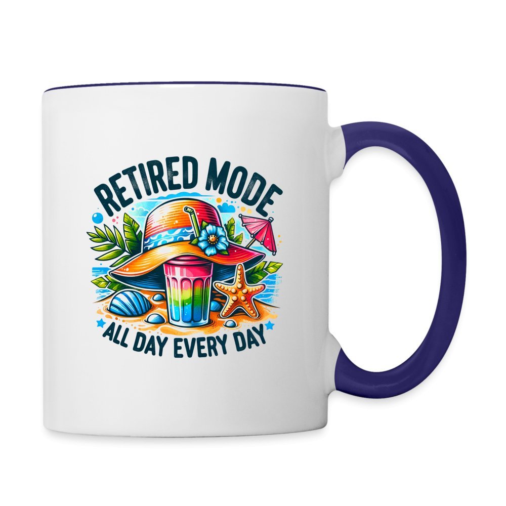 Retired Mode Coffee Mug - white/cobalt blue