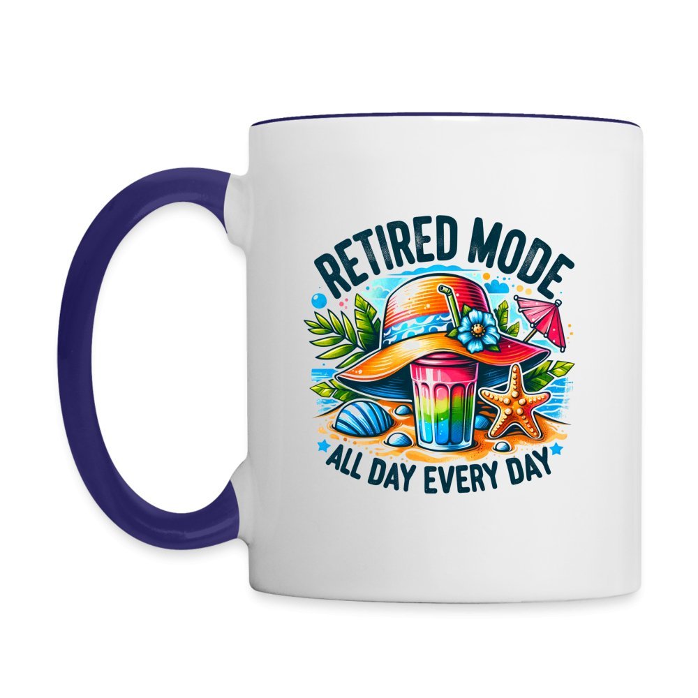 Retired Mode Coffee Mug - white/cobalt blue