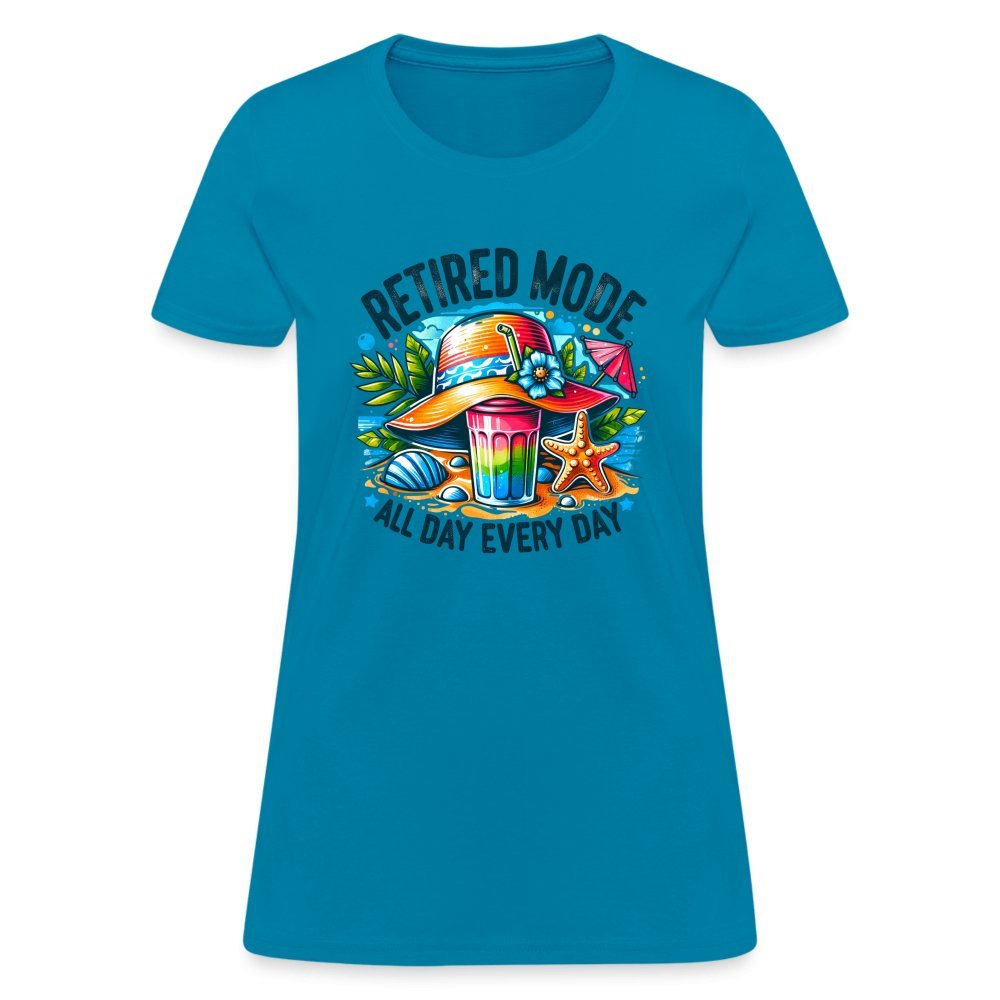 Retired Mode Women's Contoured T-Shirt - turquoise