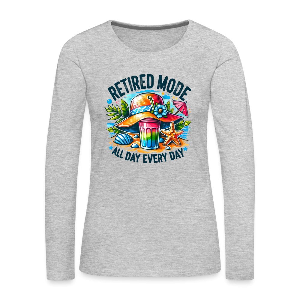 Retired Mode Women's Premium Long Sleeve T-Shirt - heather gray