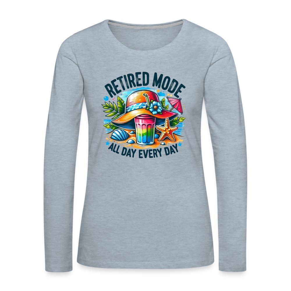 Retired Mode Women's Premium Long Sleeve T-Shirt - heather ice blue