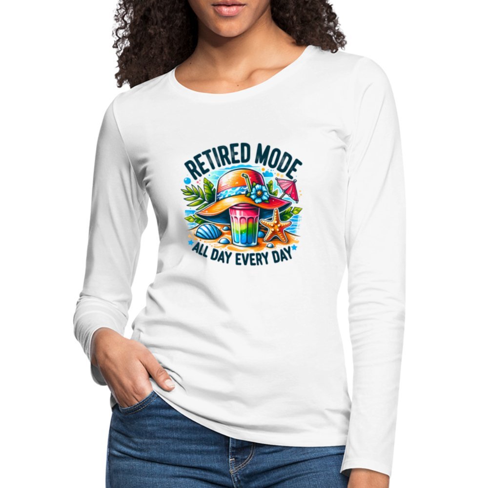 Retired Mode Women's Premium Long Sleeve T-Shirt - white