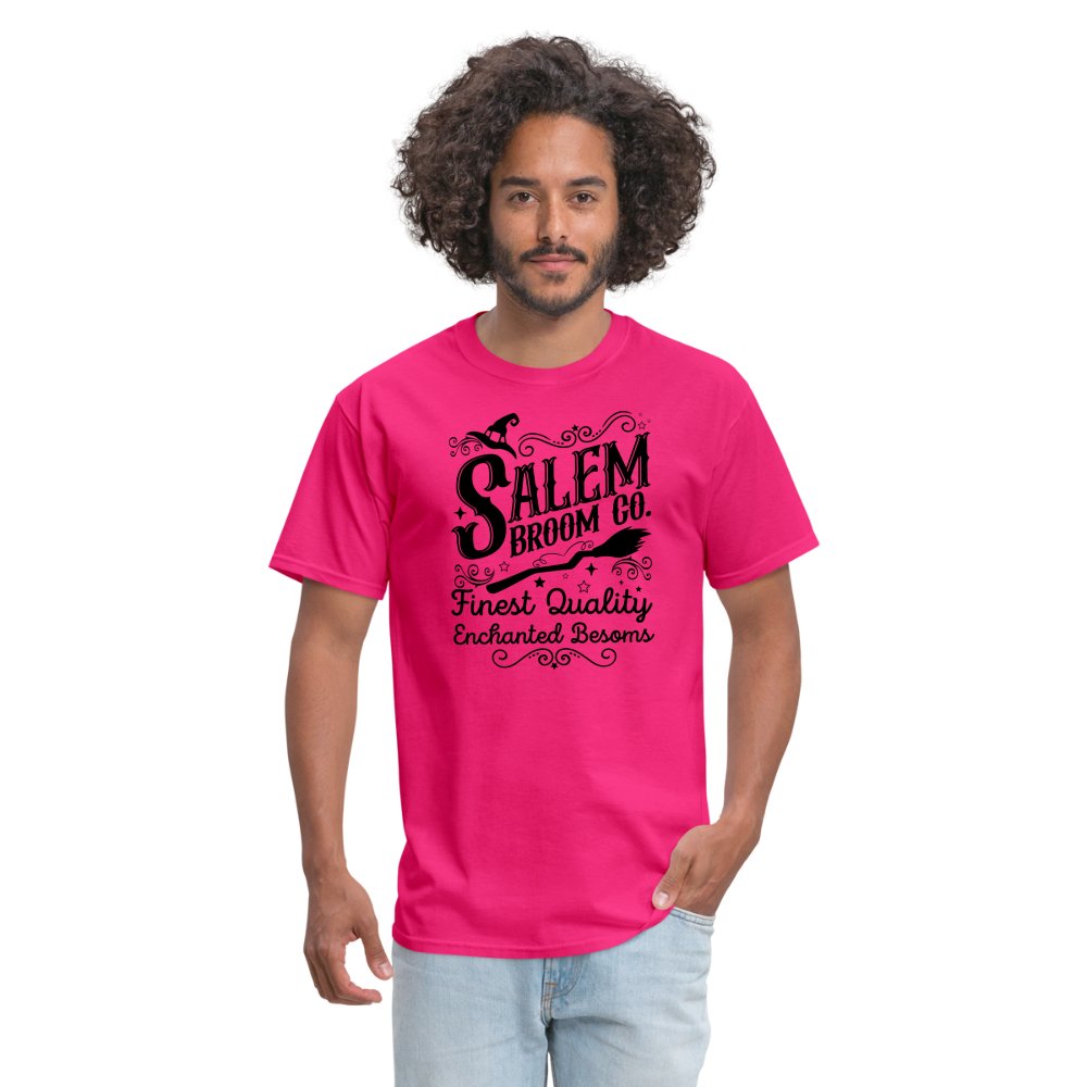 Salem Broom Co Finest Quality Enchanted Besoms T-Shirt (Halloween) - fuchsia