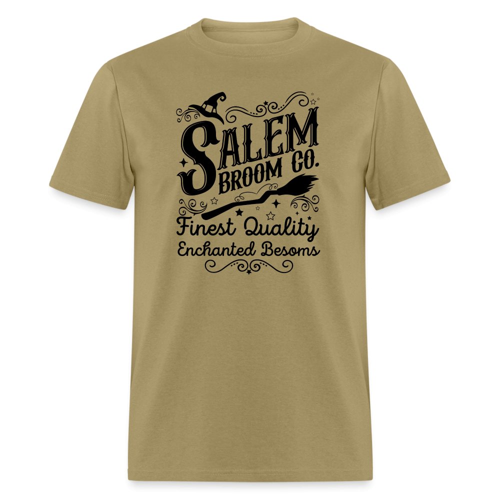 Salem Broom Co Finest Quality Enchanted Besoms T-Shirt (Halloween) - khaki