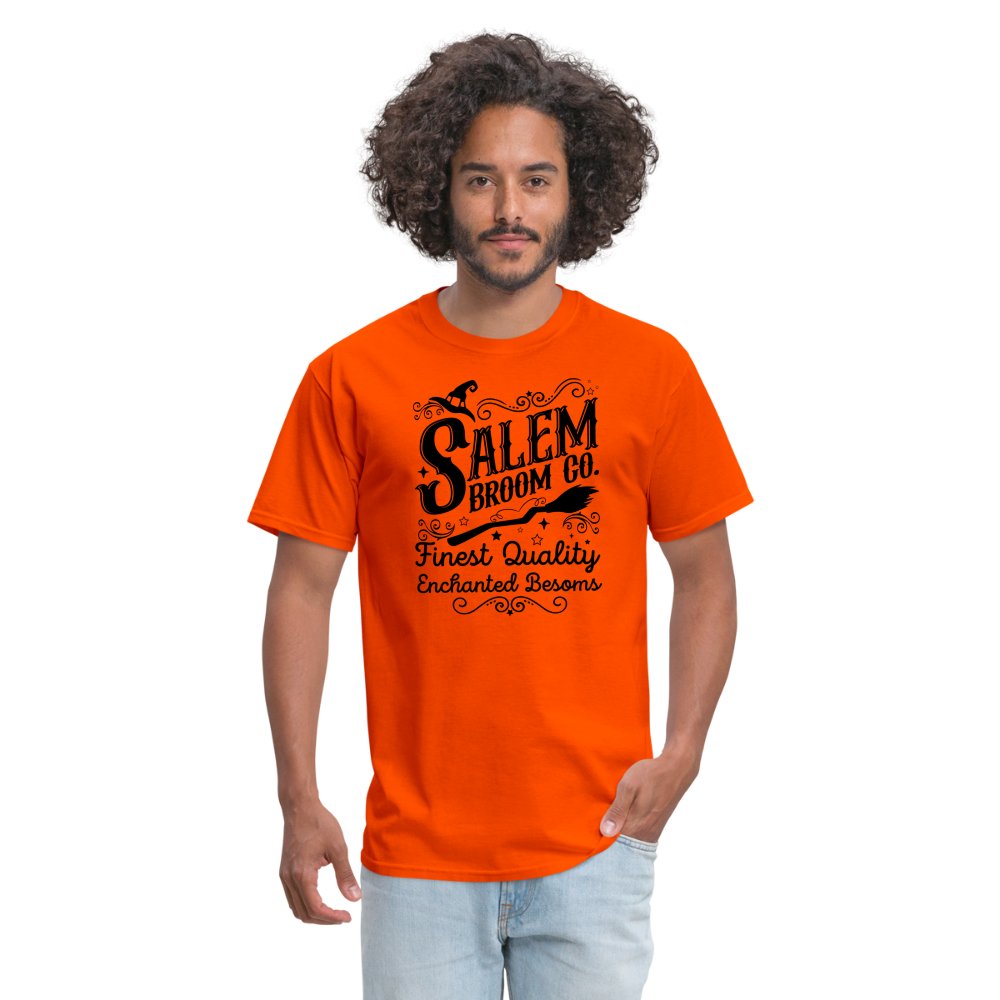 Salem Broom Co Finest Quality Enchanted Besoms T-Shirt (Halloween) - orange