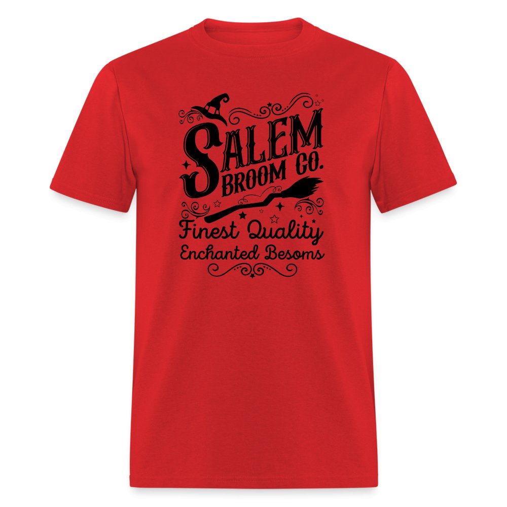 Salem Broom Co Finest Quality Enchanted Besoms T-Shirt (Halloween) - red