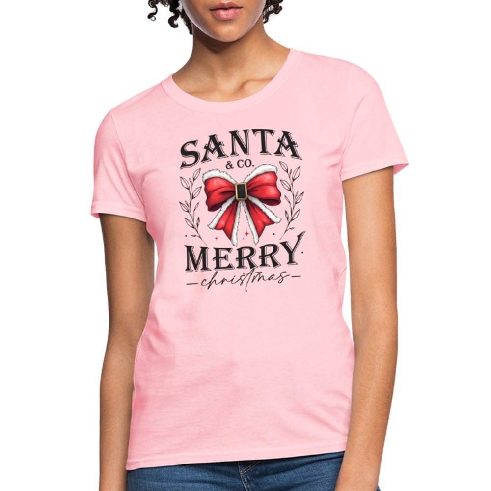 Santa & Co - Merry Christmas Women's Contoured T-Shirt - pink