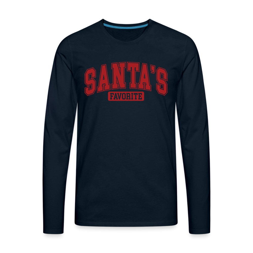 Santa's Favorite Men's Premium Long Sleeve T-Shirt - deep navy