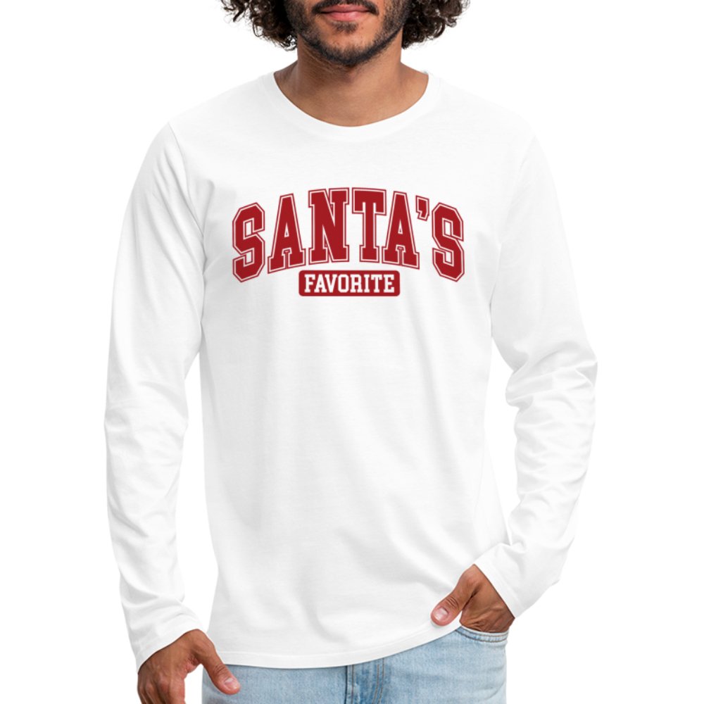 Santa's Favorite Men's Premium Long Sleeve T-Shirt - white