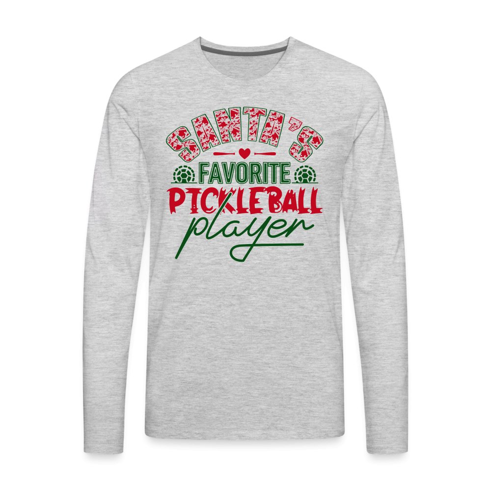 Santa's Favorite Pickleball Player Men's Premium Long Sleeve T-Shirt - heather gray