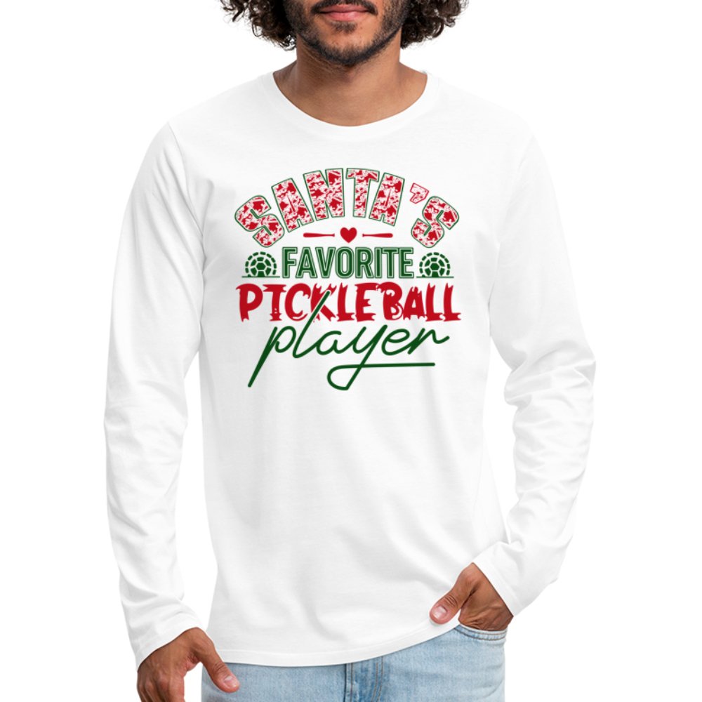 Santa's Favorite Pickleball Player Men's Premium Long Sleeve T-Shirt - white