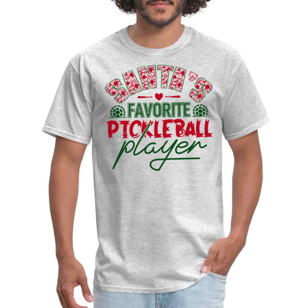 Santa's Favorite Pickleball Player T-Shirt - heather gray