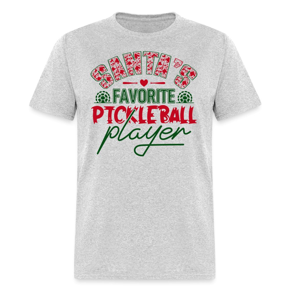 Santa's Favorite Pickleball Player T-Shirt - heather gray