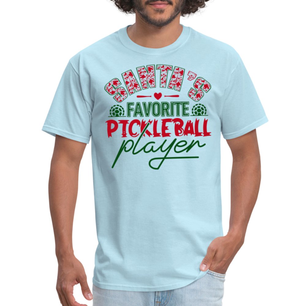 Santa's Favorite Pickleball Player T-Shirt - powder blue