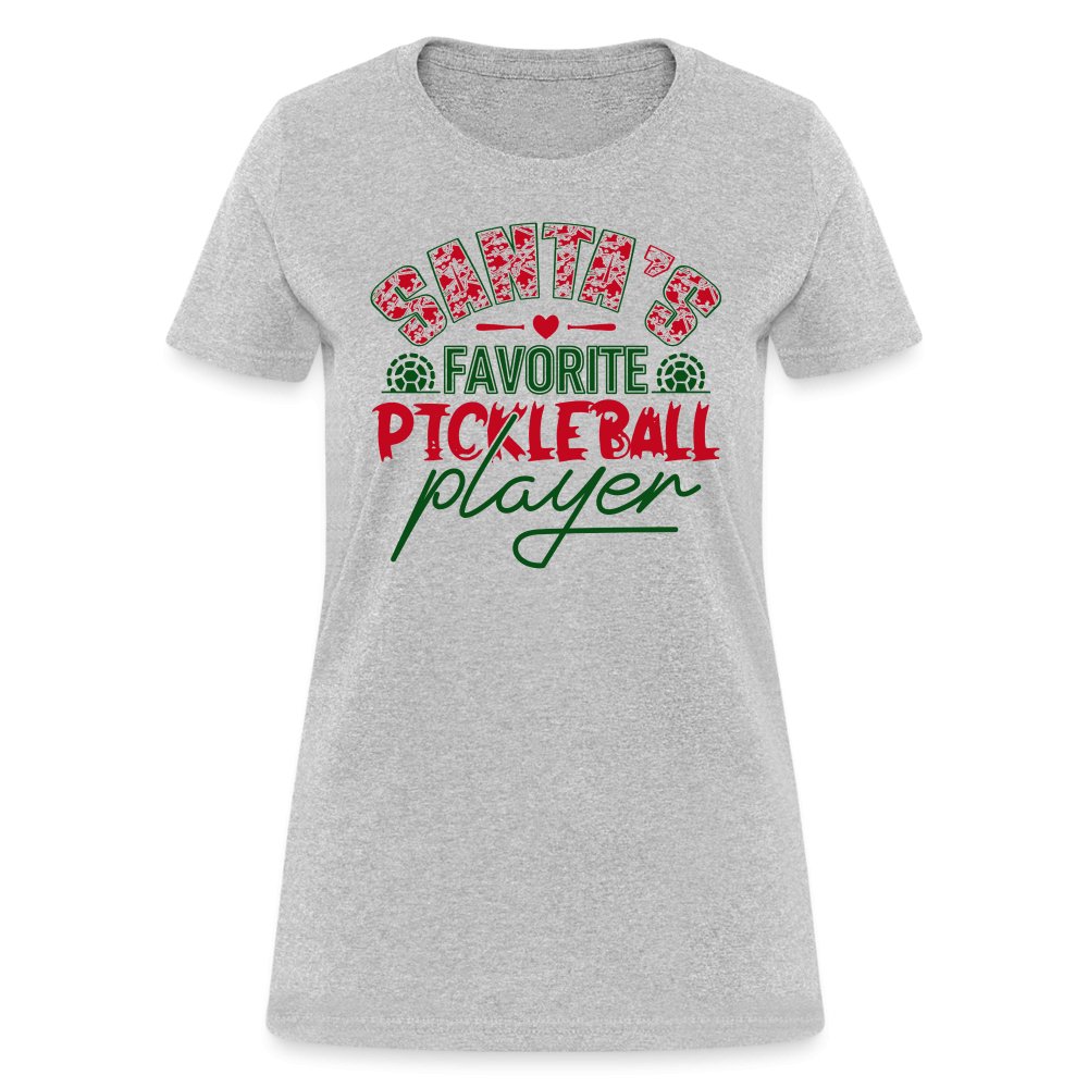 Santa's Favorite Pickleball Player Women's Contoured T-Shirt - heather gray