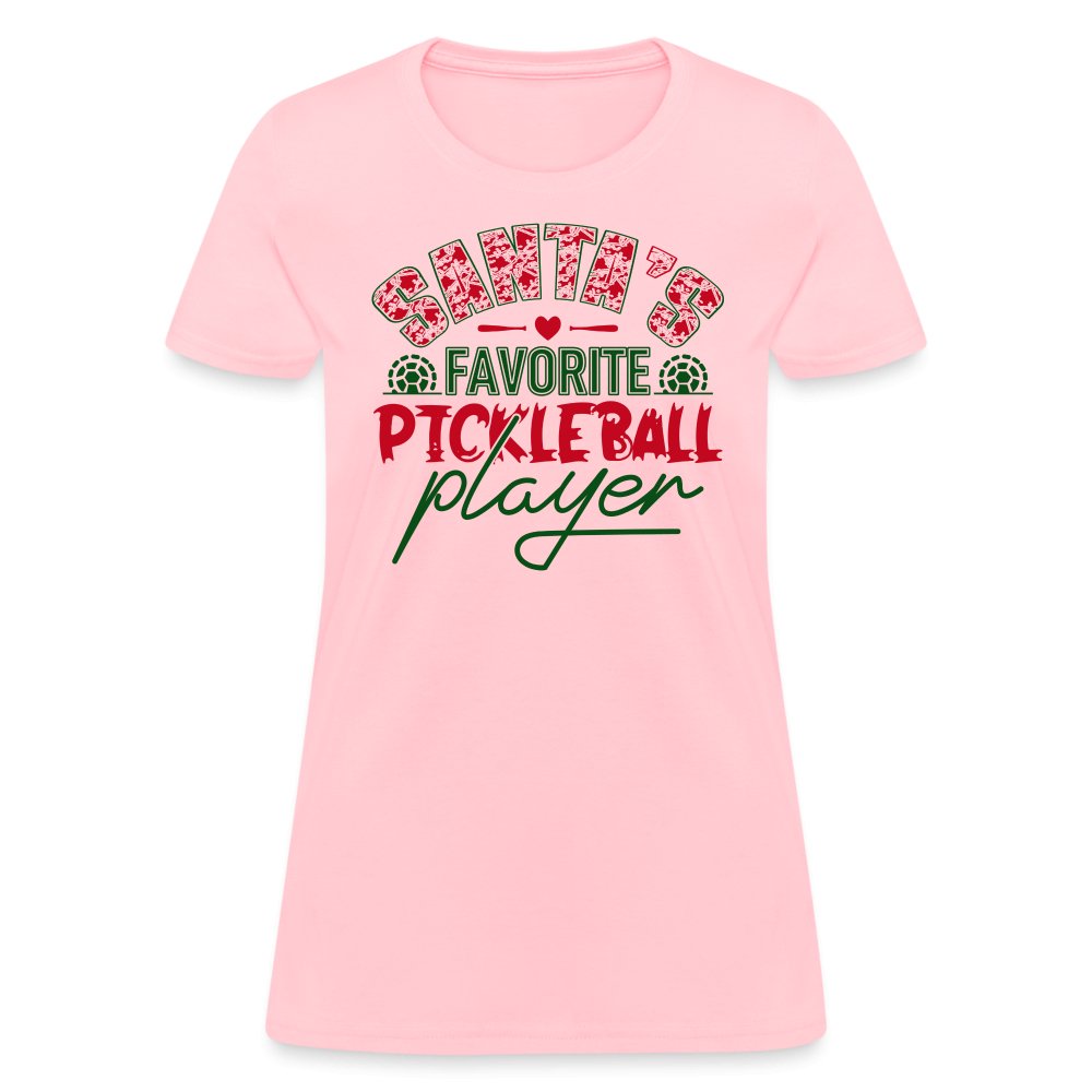 Santa's Favorite Pickleball Player Women's Contoured T-Shirt - pink