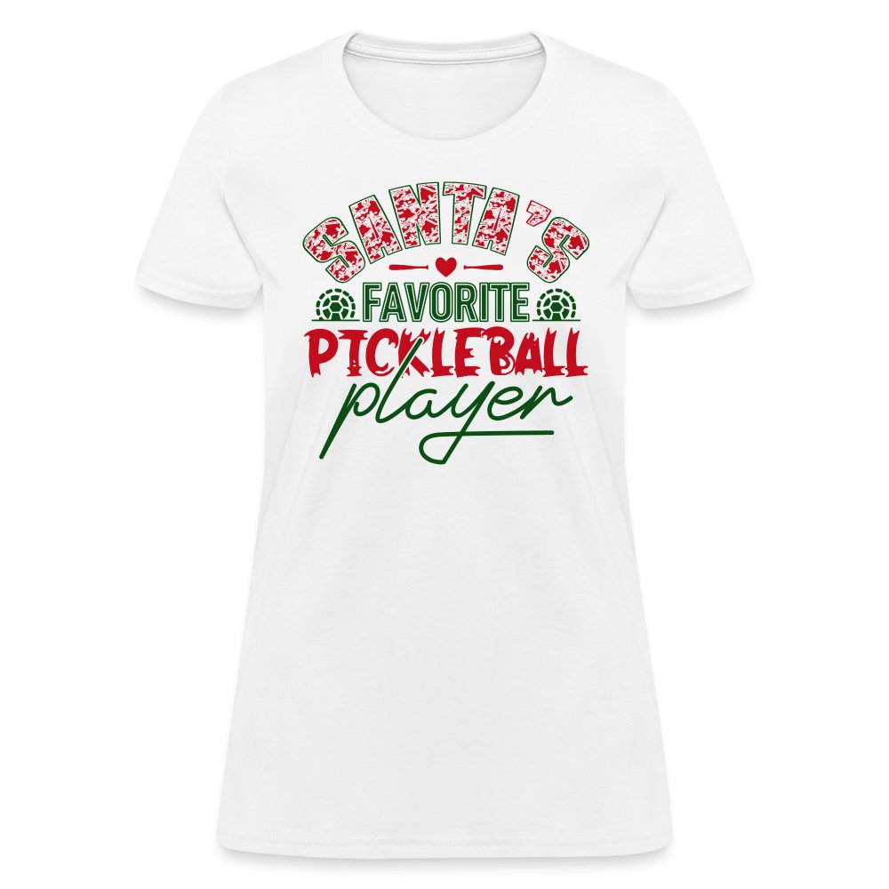 Santa's Favorite Pickleball Player Women's Contoured T-Shirt - white