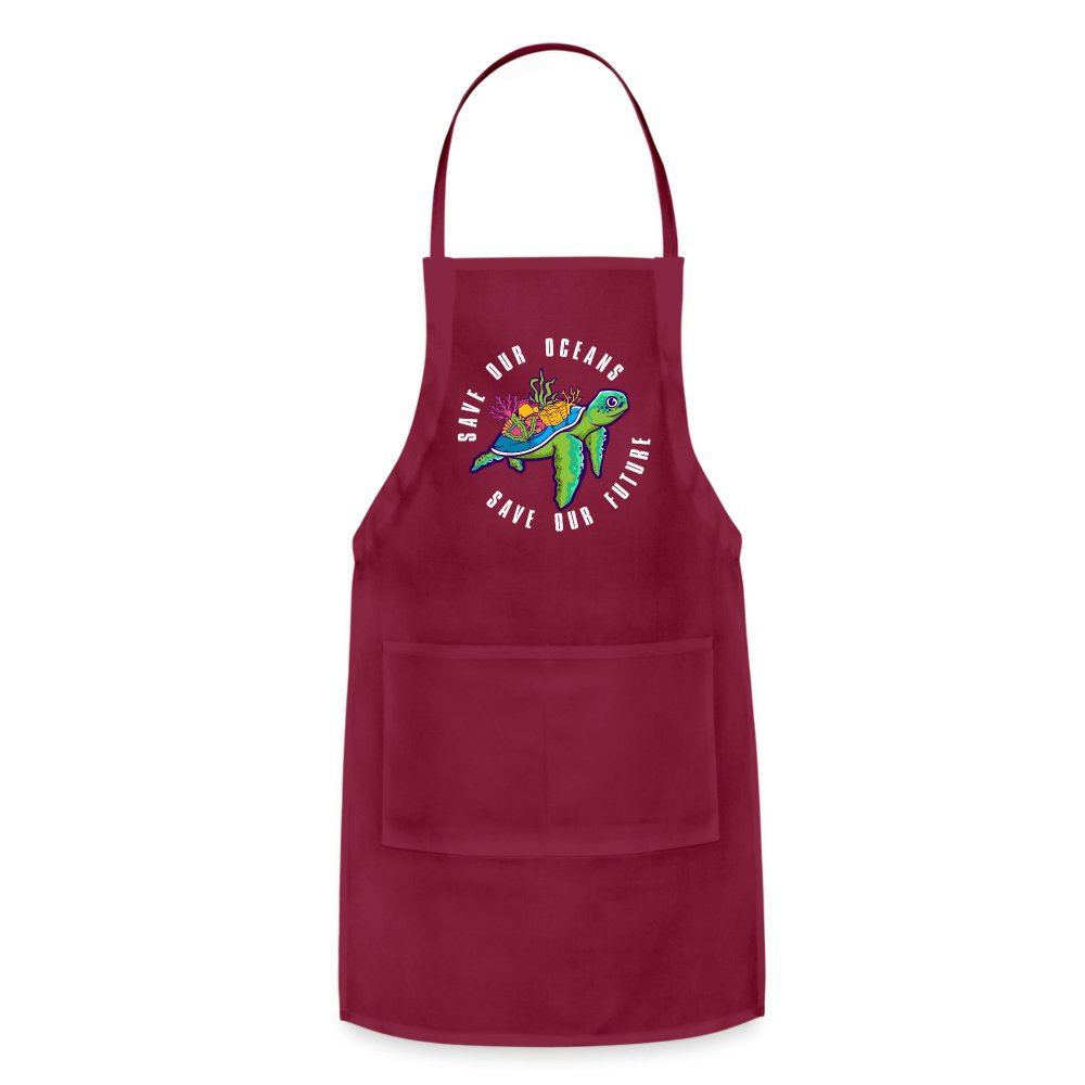 Save Our Oceans Adjustable Apron - burgundy