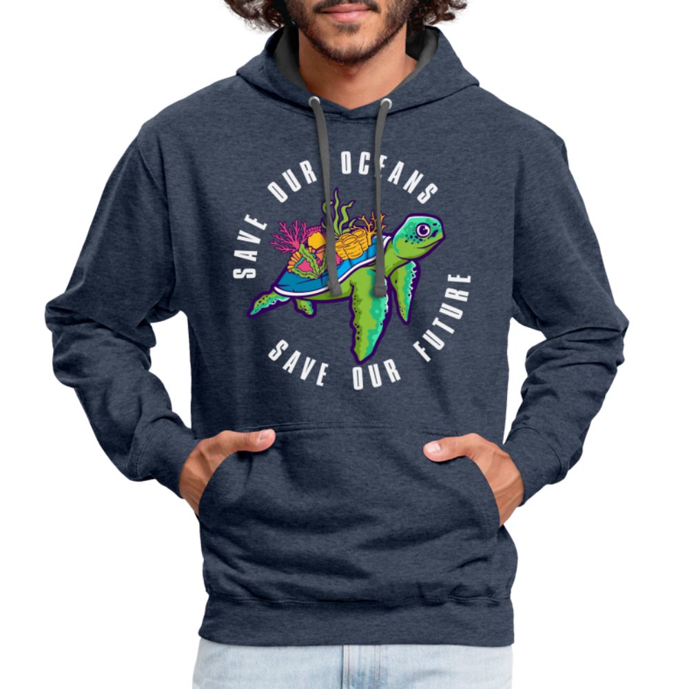 Save Our Oceans Hoodie - indigo heather/asphalt