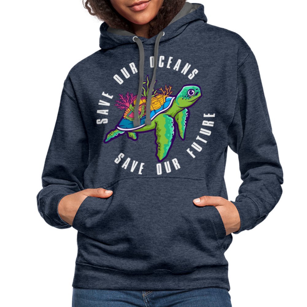 Save Our Oceans Hoodie - scuba blue/asphalt