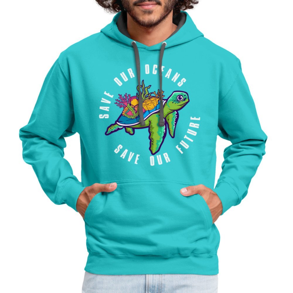 Save Our Oceans Hoodie - scuba blue/asphalt