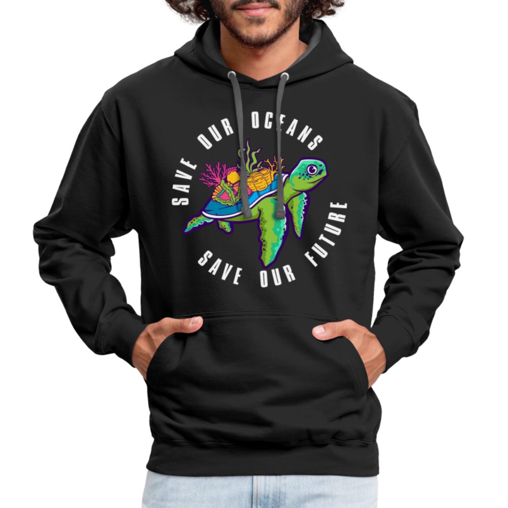 Save Our Oceans Hoodie - option1# - Unisex Contrast Hoodie | Fruit of the Loom SF76R