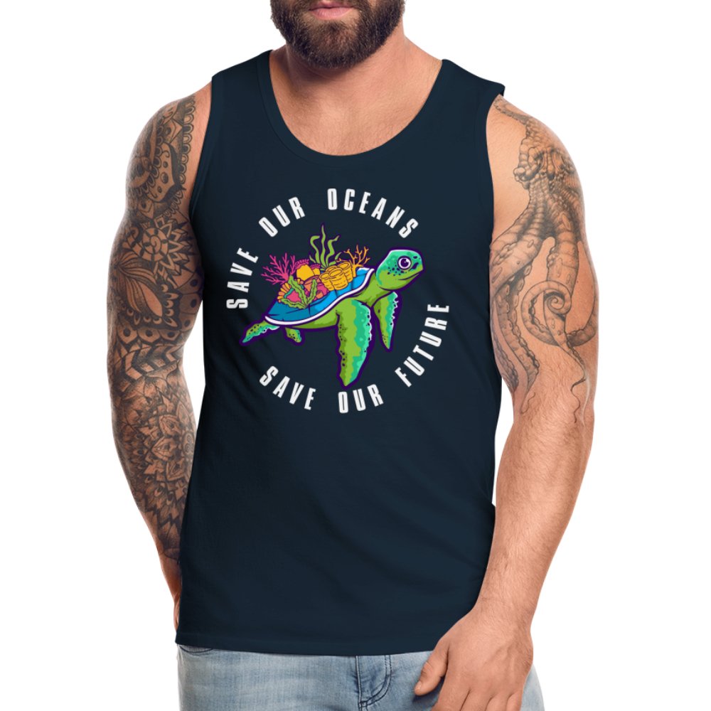 Save Our Oceans Men’s Premium Tank Top - deep navy