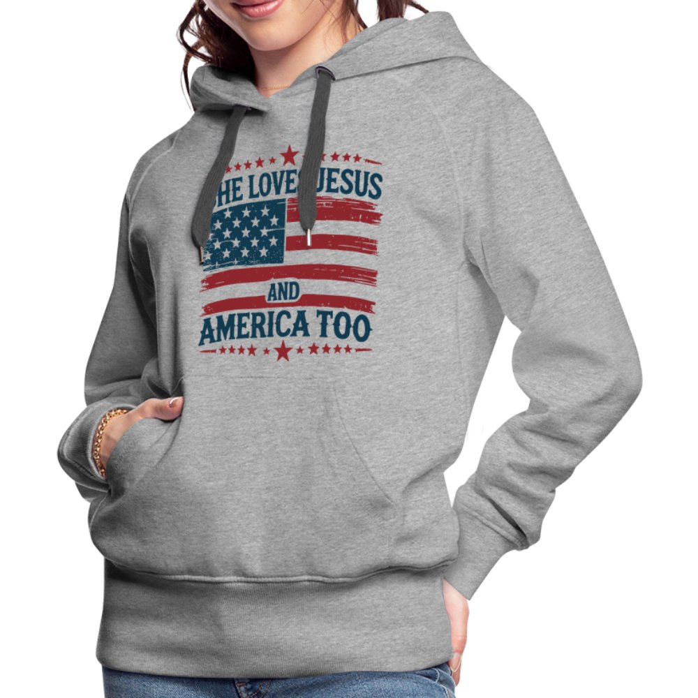 She Loves Jesus and America Too Women’s Premium Hoodie - white