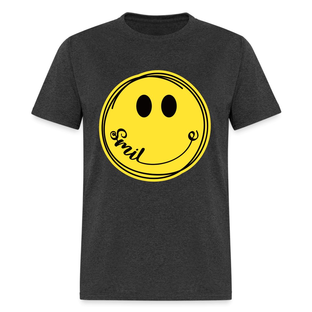 Smiley Face Emoji T-Shirt - heather black