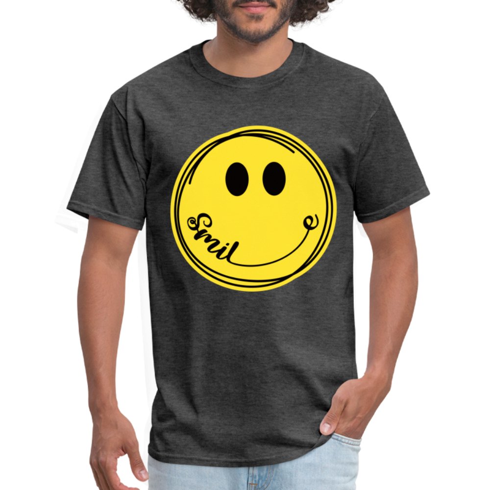 Smiley Face Emoji T-Shirt - heather black