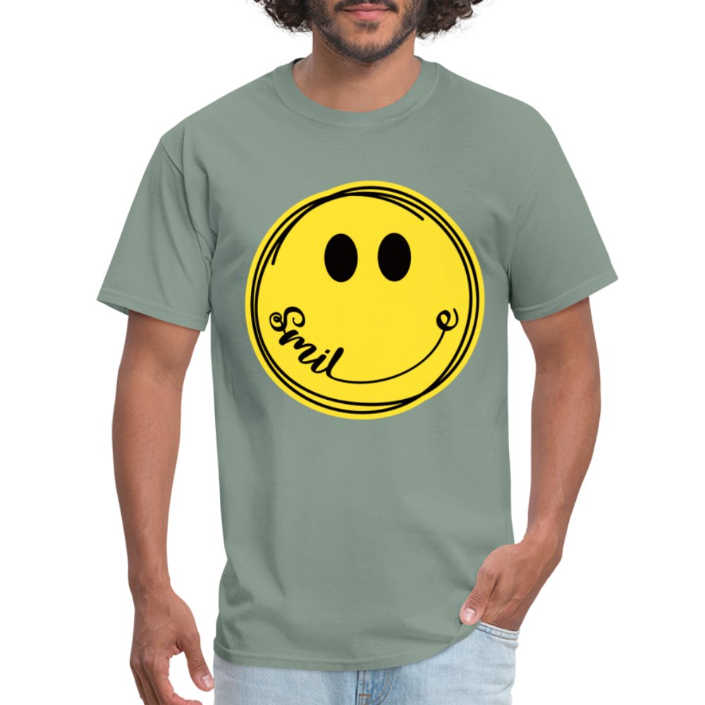 Smiley Face Emoji T-Shirt - sage