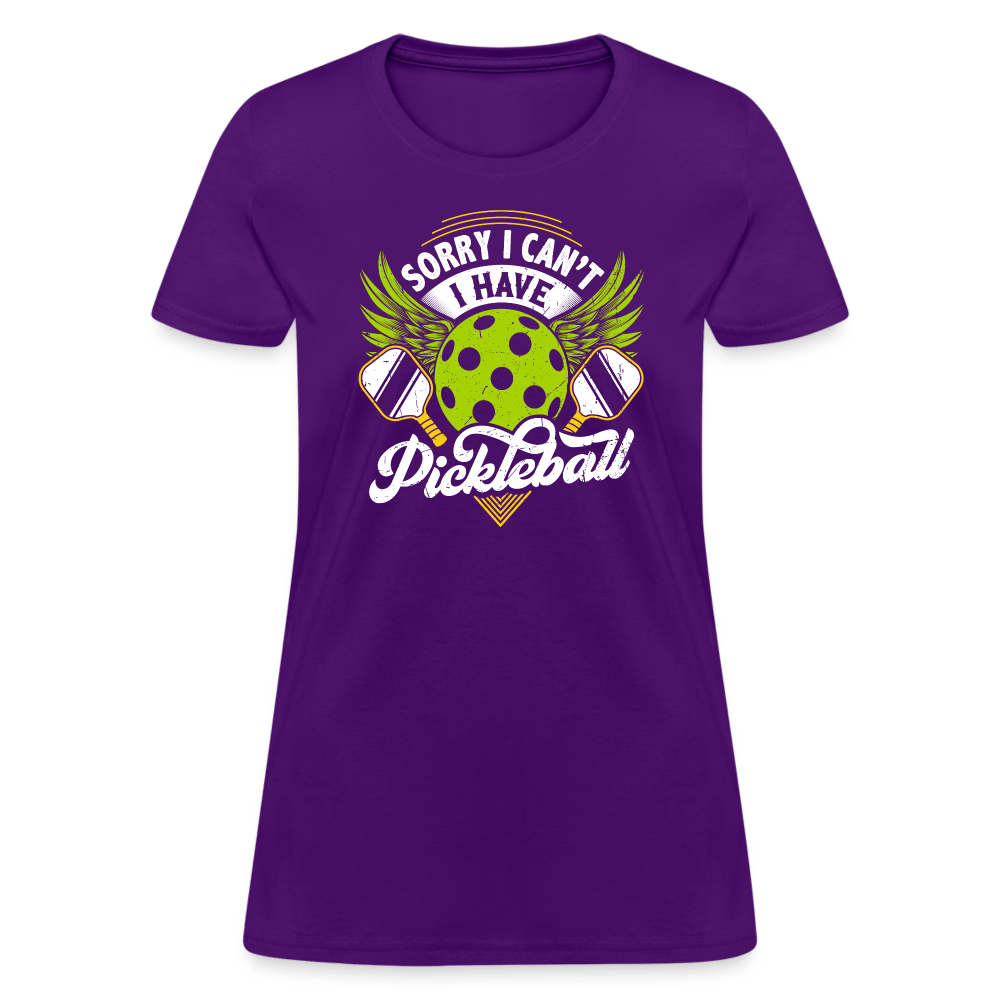 Sorry I Can't I Have Pickleball Women's Contoured T-Shirt - purple